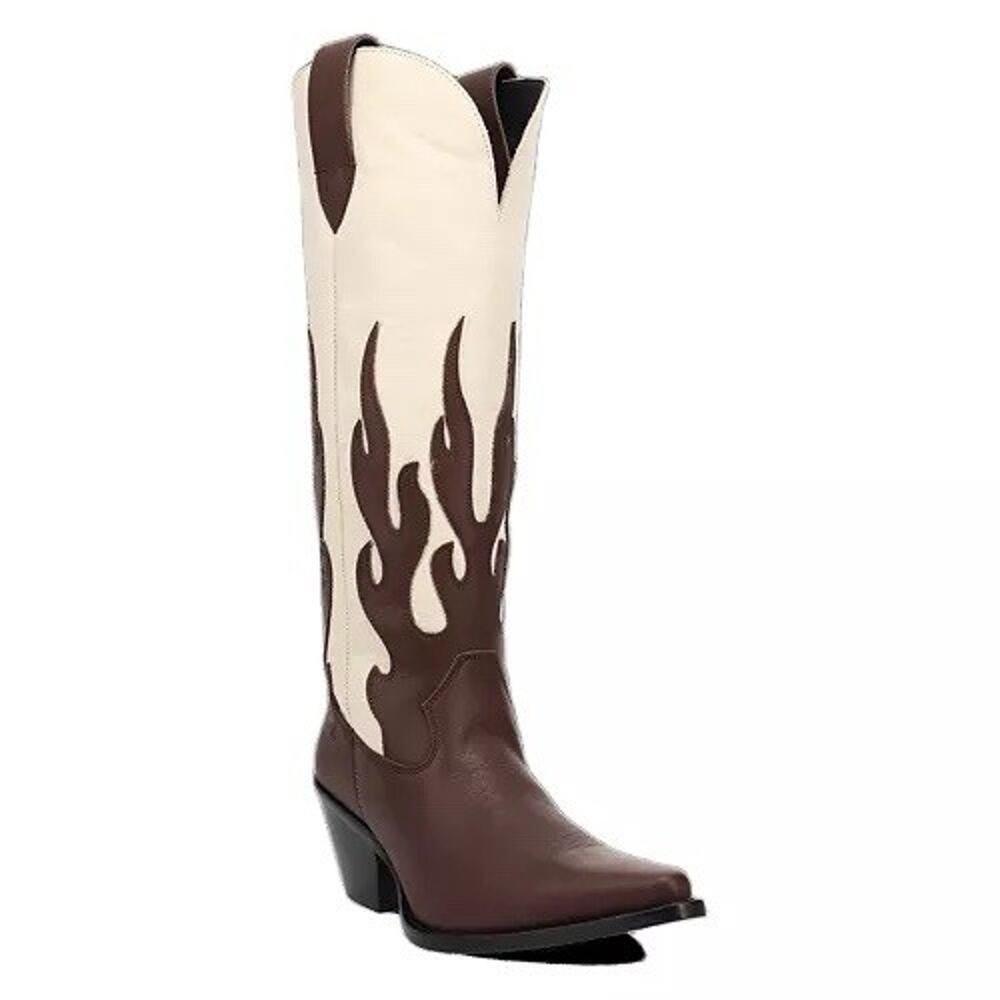 Dingo Burnin’ Love Women’s 10 M Brown Leather Flame Western Cowboy Boots New